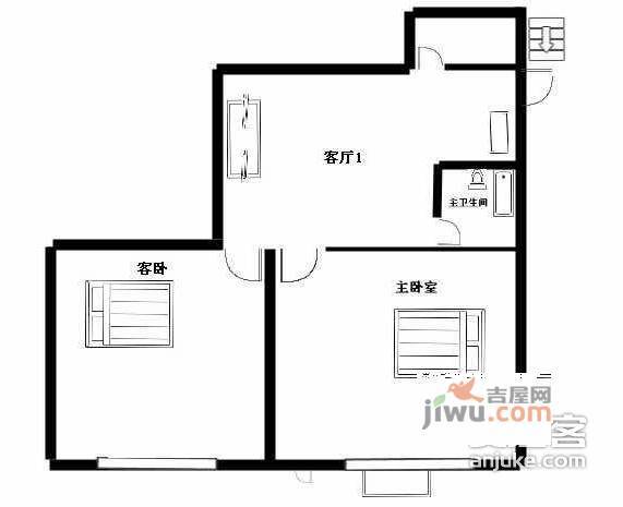 干将西路小区2室2厅1卫户型图