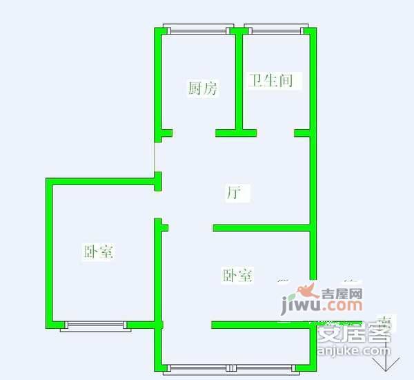 娄门新村2室1厅1卫户型图