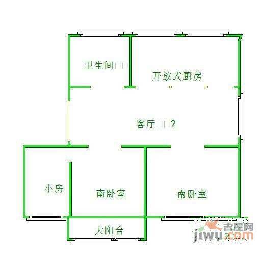 杨枝一村3室1厅1卫75㎡户型图