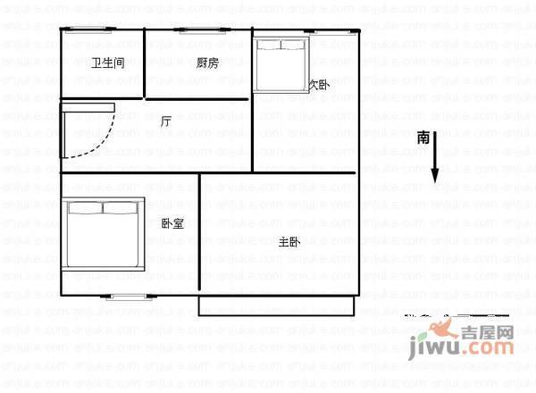宏葑三村3室1厅1卫78㎡户型图