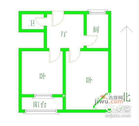 云庭花园2室2厅1卫97㎡户型图