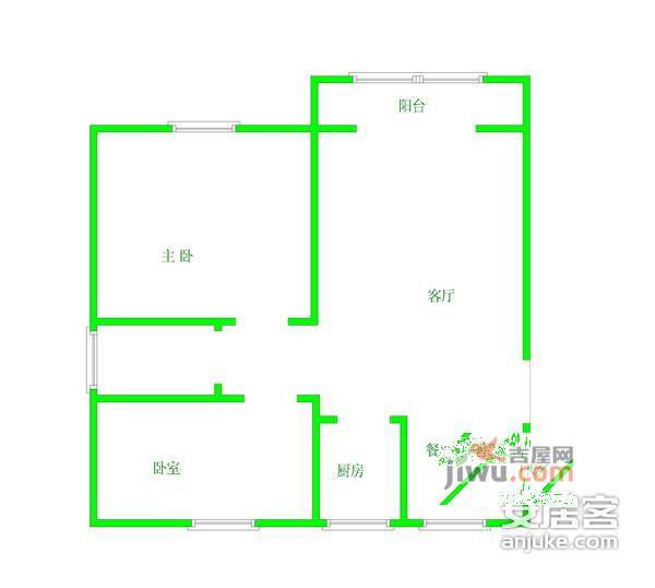 胥江江南花园2室2厅1卫户型图