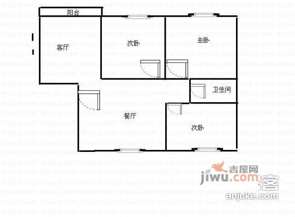 江陵小区3室2厅1卫108㎡户型图