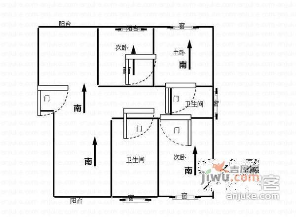 江陵小区3室2厅2卫户型图