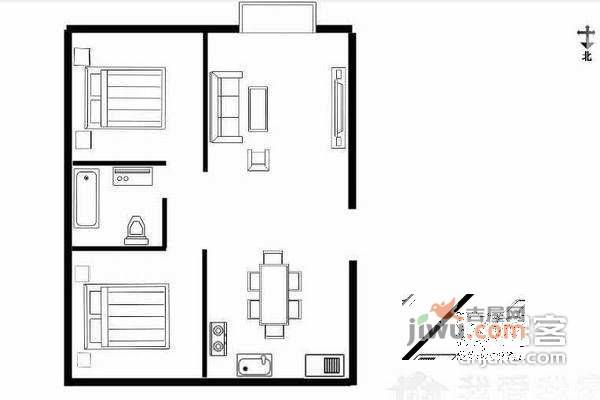 三香南小区2室1厅1卫59㎡户型图