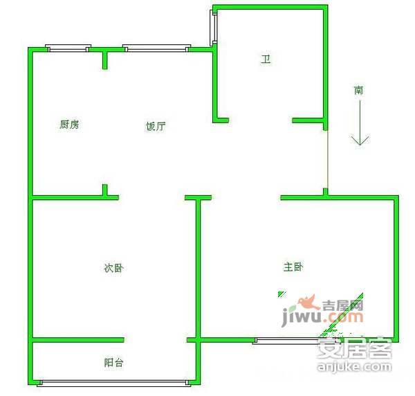 干将东路小区3室1厅1卫户型图