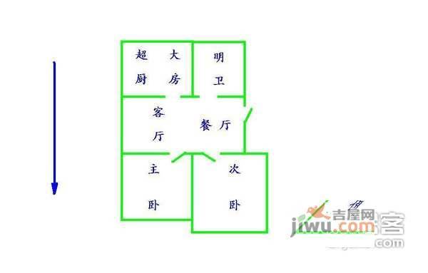 干将东路小区2室2厅1卫79㎡户型图