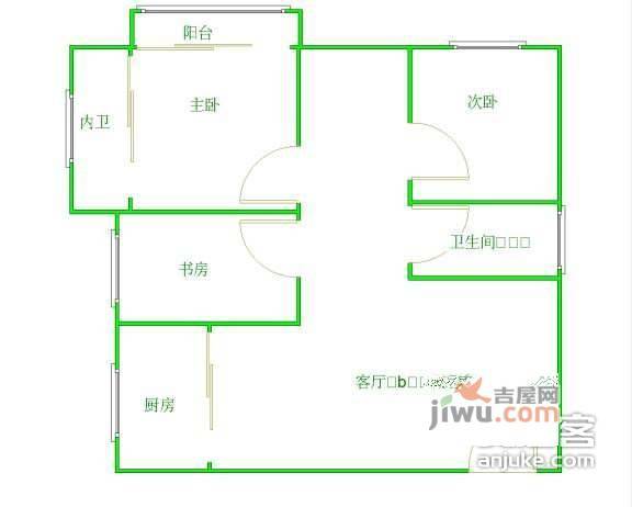 内马路小区3室2厅1卫102㎡户型图