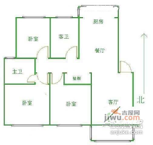 帝景花园3室2厅2卫146㎡户型图