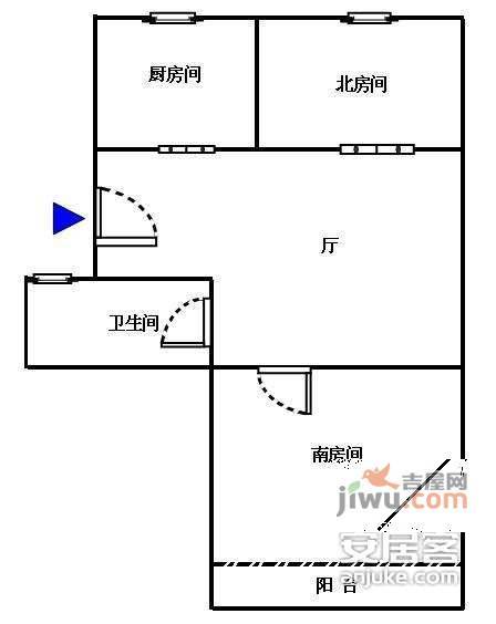 景德路小区2室1厅1卫62㎡户型图