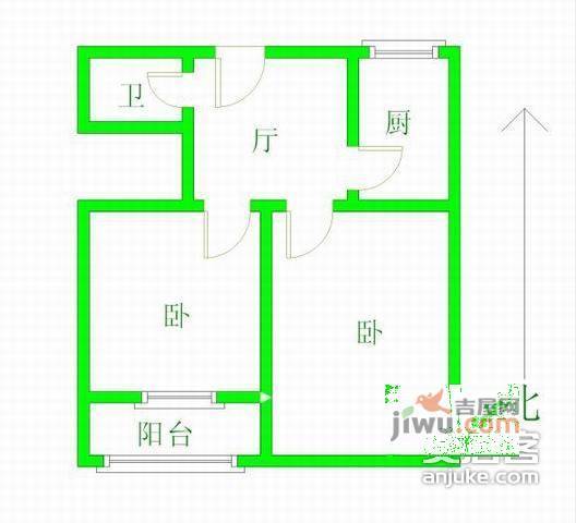 新元小区2室1厅1卫59㎡户型图