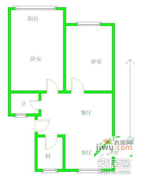 虹桥世家2室2厅1卫104㎡户型图