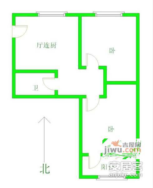 观景新村2室1厅1卫78㎡户型图