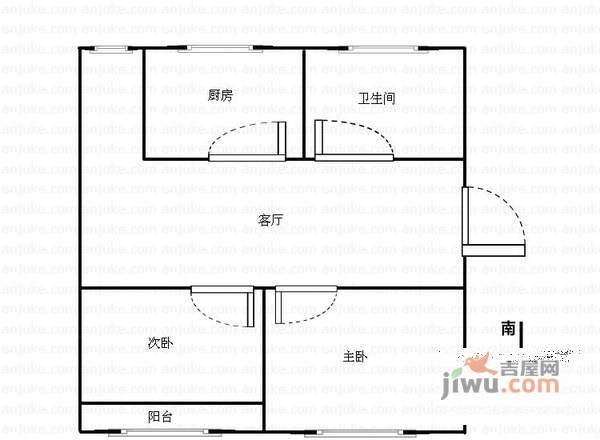 观景新村2室1厅1卫78㎡户型图