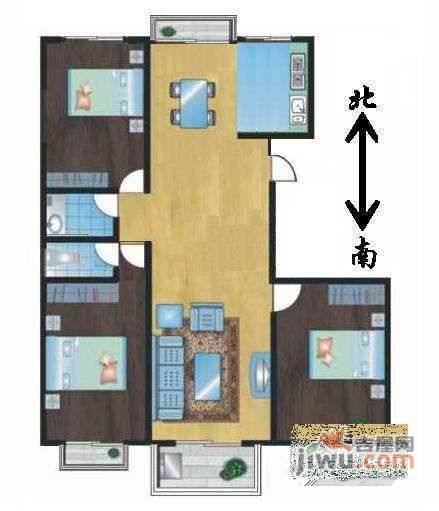 金利花园3室2厅2卫125㎡户型图