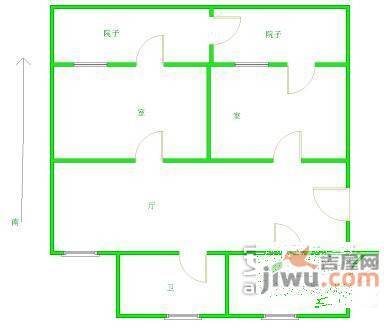 金门路小区2室1厅1卫88㎡户型图