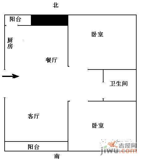 锦悦苑2室2厅1卫105㎡户型图