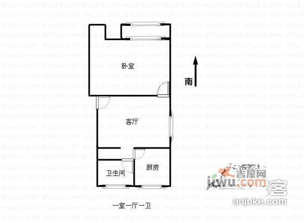 群谊新村一村1室1厅1卫53㎡户型图