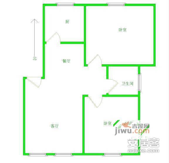 东振花园2室2厅1卫105㎡户型图