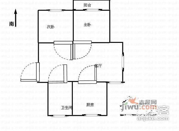 金港公寓2室1厅1卫户型图