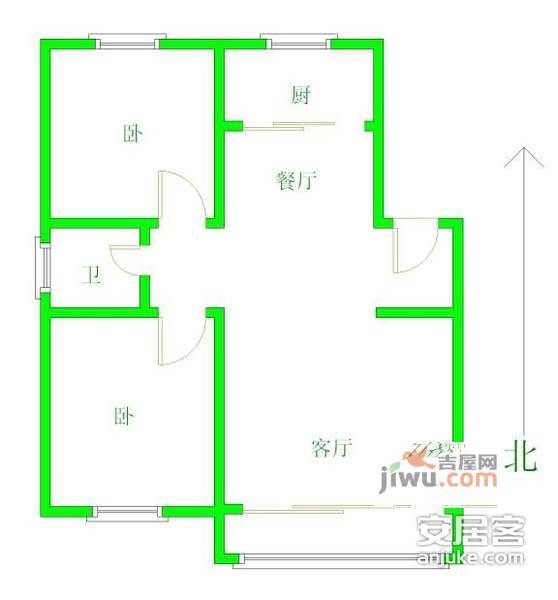 馨泓花园2室2厅1卫100㎡户型图