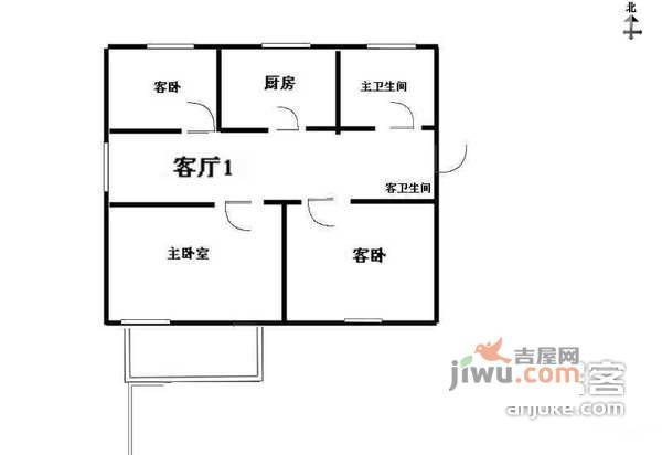 航西新村3室1厅1卫户型图