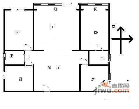 吴县新村3室1厅1卫户型图