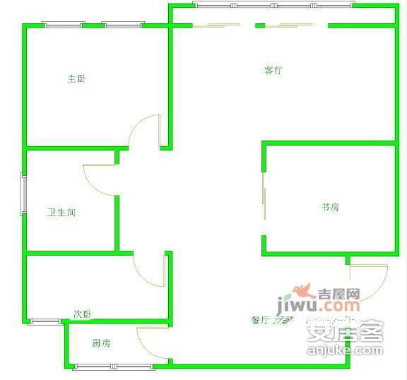 月浜东公寓3室1厅1卫82㎡户型图