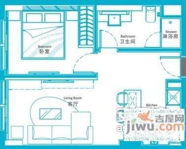 沸腾CBD1室1厅1卫90㎡户型图