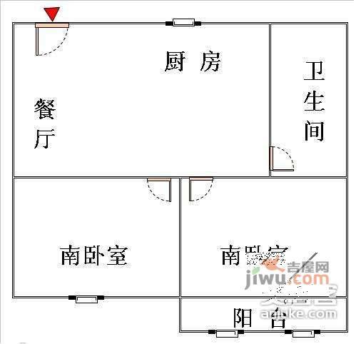 北园新村2室1厅1卫60㎡户型图