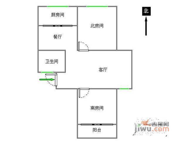 北园新村2室2厅1卫115㎡户型图