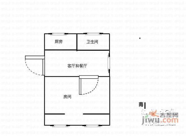 北园新村1室1厅1卫47㎡户型图