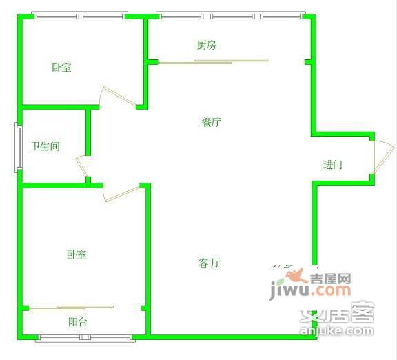 凯悦大厦2室2厅1卫93㎡户型图