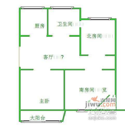 凯悦大厦2室2厅1卫93㎡户型图