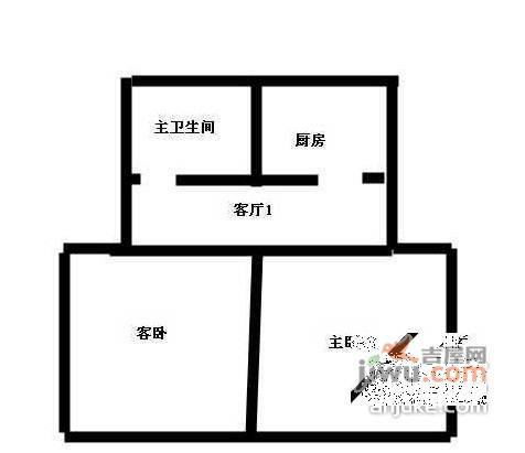 杨枝新村北园2室1厅1卫户型图