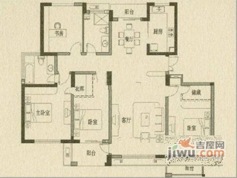 品苑3室2厅2卫119㎡户型图