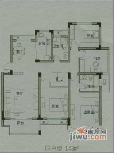 品苑3室2厅2卫119㎡户型图