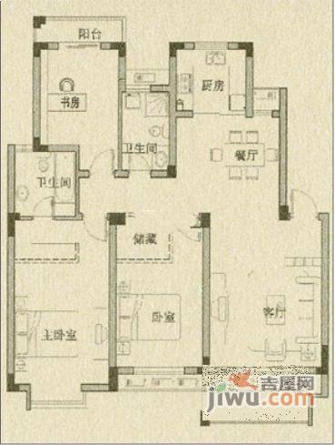 品苑2室2厅1卫96㎡户型图