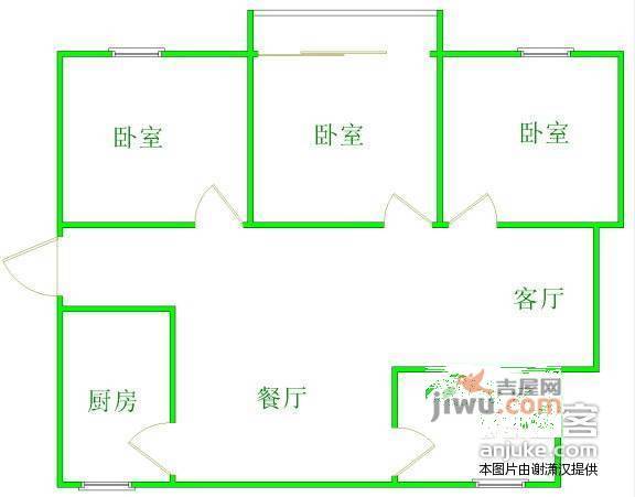 托斯卡纳东泰花园3室2厅1卫104㎡户型图