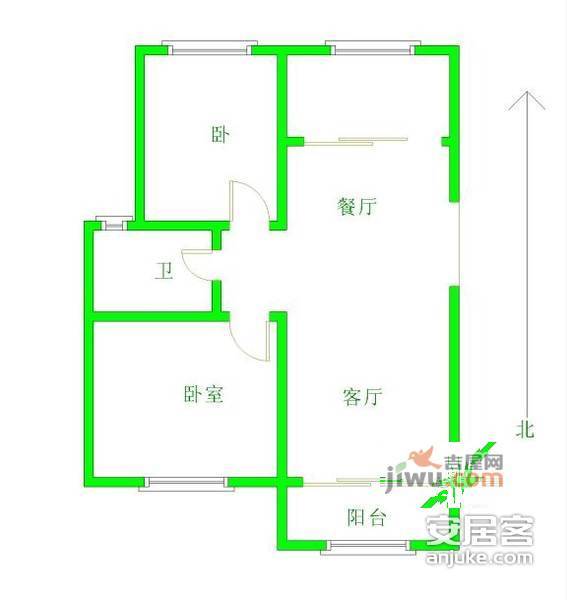 玻纤路新村2室1厅1卫户型图