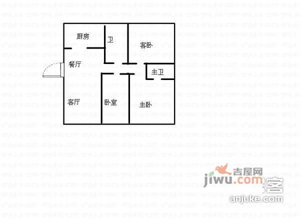 莲香新村3室2厅2卫99㎡户型图