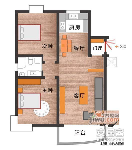 南林苑2室1厅1卫户型图