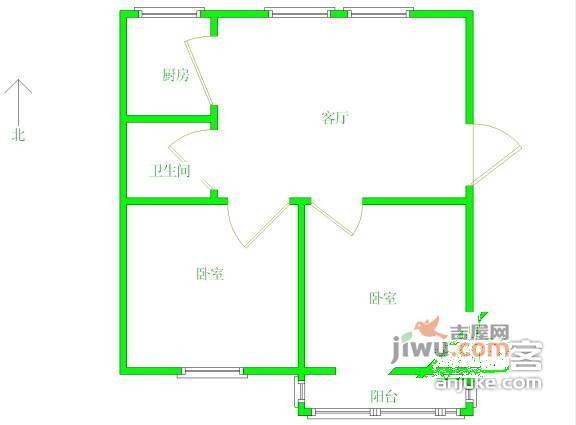 黄天荡新村2室2厅1卫户型图