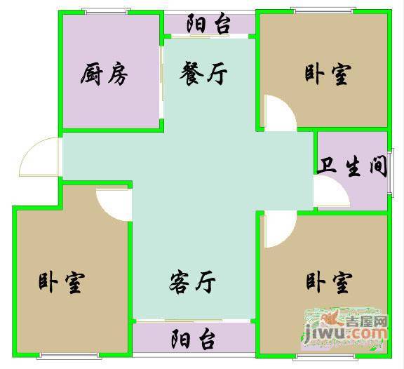 东兴花园3室2厅1卫133㎡户型图