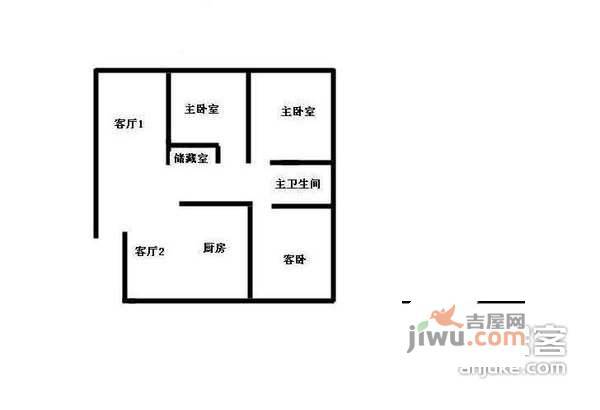 新元二村2室2厅1卫102㎡户型图