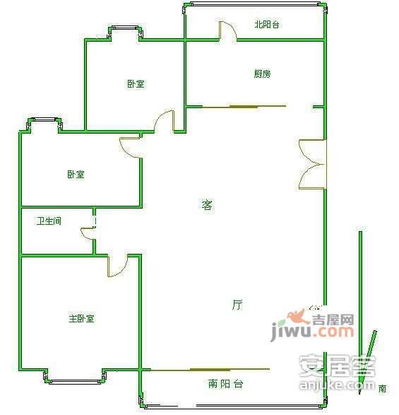 锦宁阁3室2厅1卫116㎡户型图