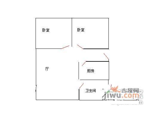 彩虹新村2室1厅1卫58㎡户型图