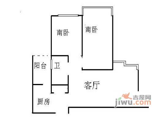 兰园公寓1室2厅1卫69㎡户型图