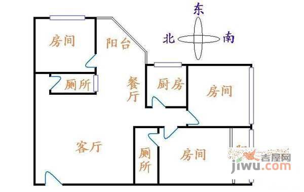 兰园公寓3室2厅2卫160㎡户型图