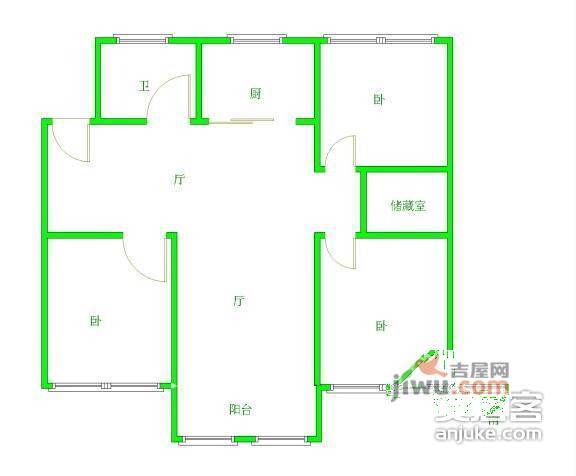 新湘苑3室2厅1卫户型图